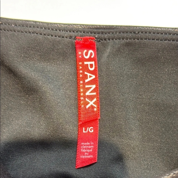 SPANX Black Faux-Leather High-Waisted Leggings with Wide Waistband Large - Picture 4 of 9